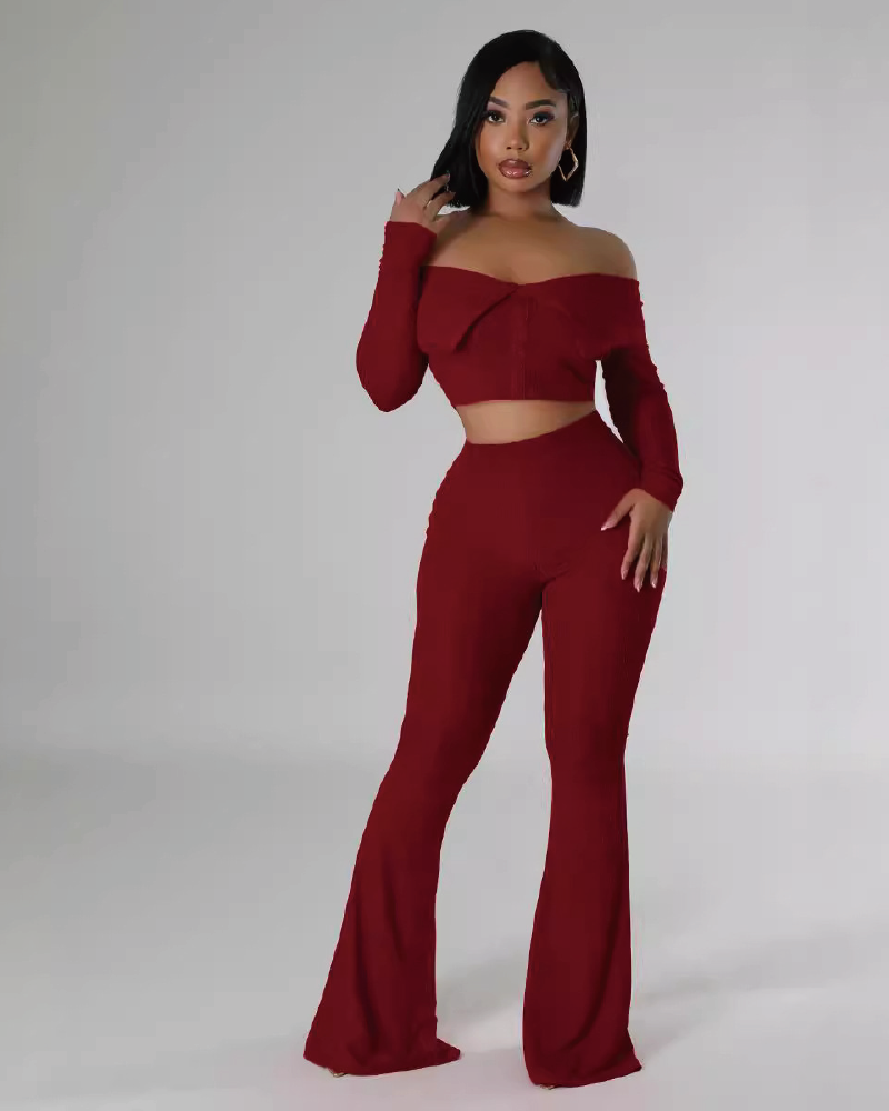 Toxic Lover Pant Set Burgundy