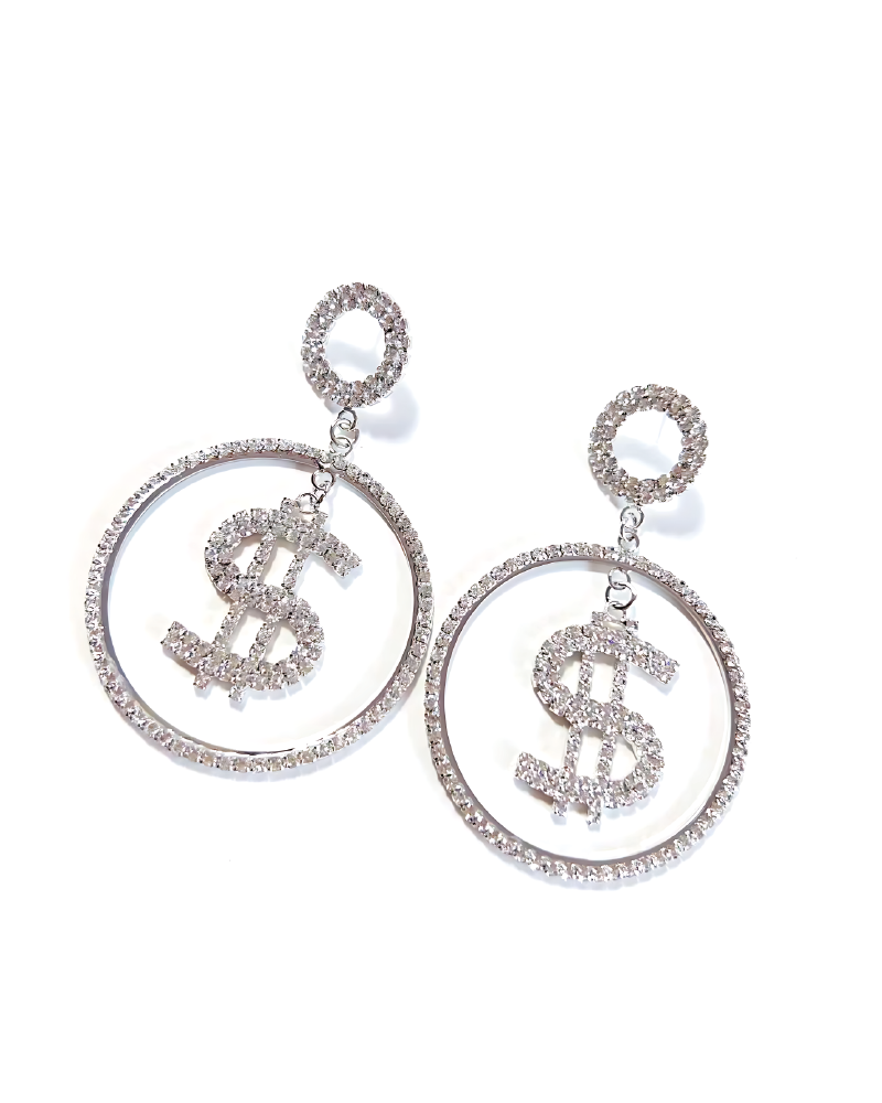 Money Stud Earrings Silver