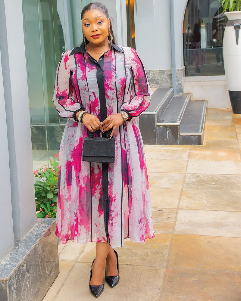 Vanessa Floral- Midi Shirt Dress with Belt