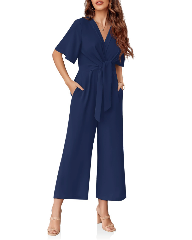 Flouncy Airy Feminine Jumpsuit Navy