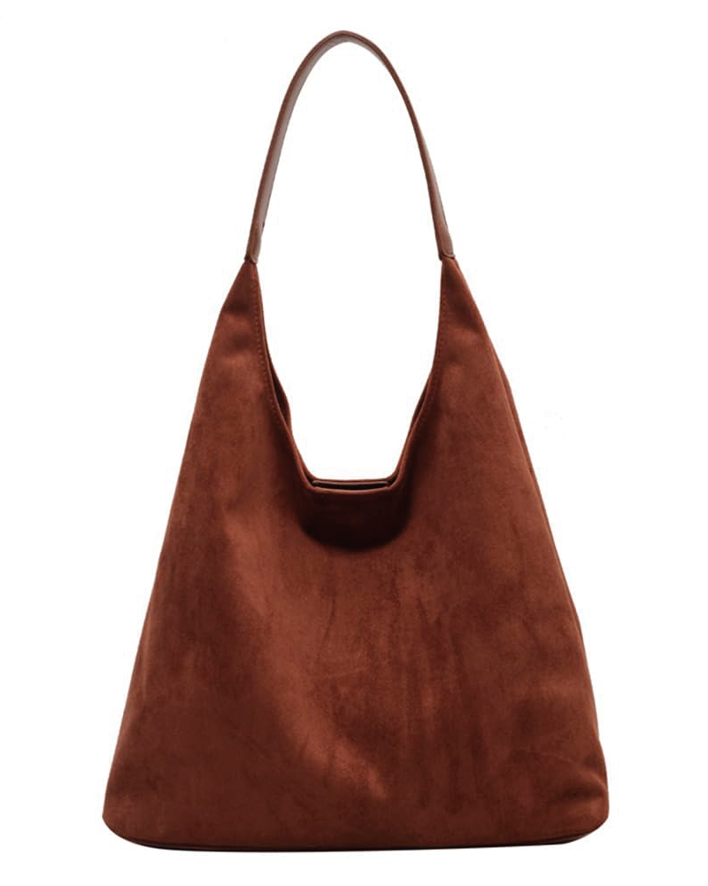 Suede Leather Tote Brown