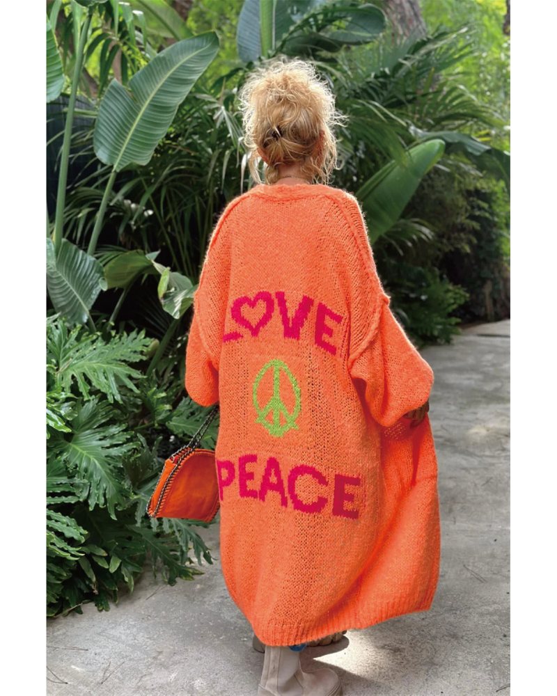 Peace and Love Cardigan Orange