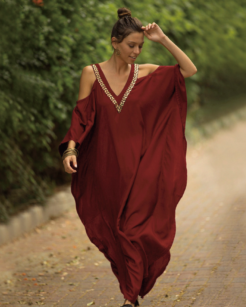 Cold Shoulder Kaftan Dress