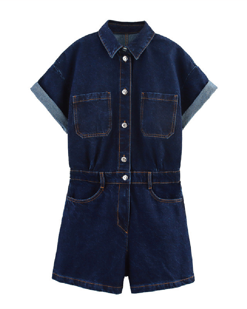 Press Pause Romper Navy