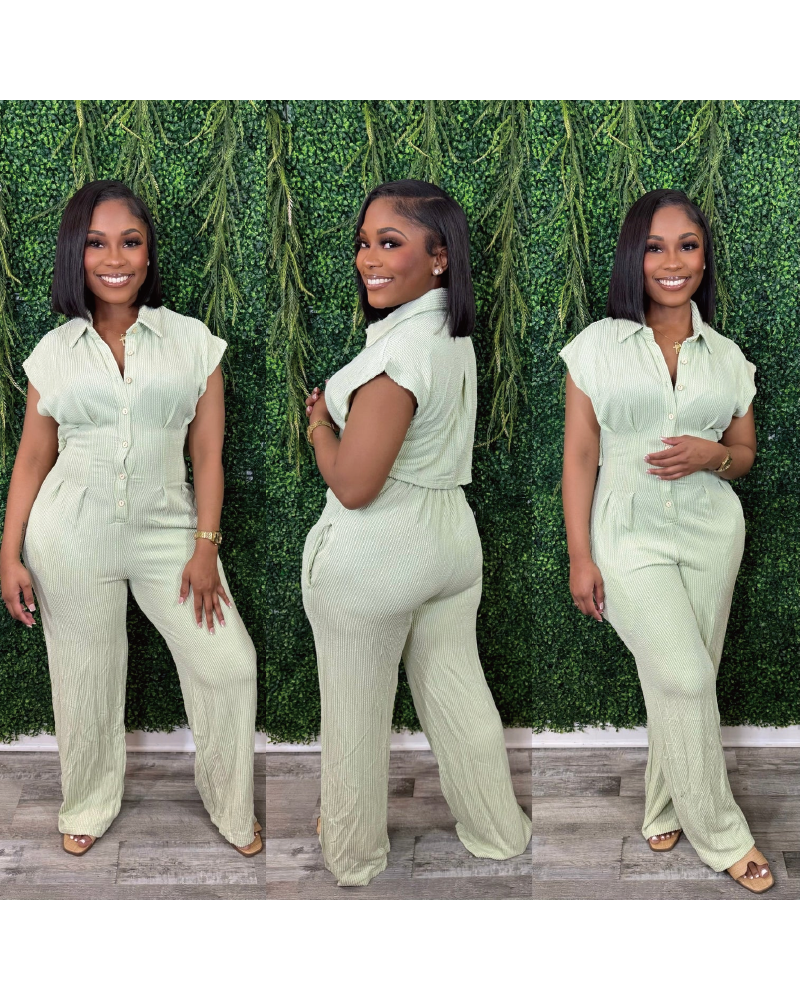 CURLY RIBBED JUMPSUIT Mint