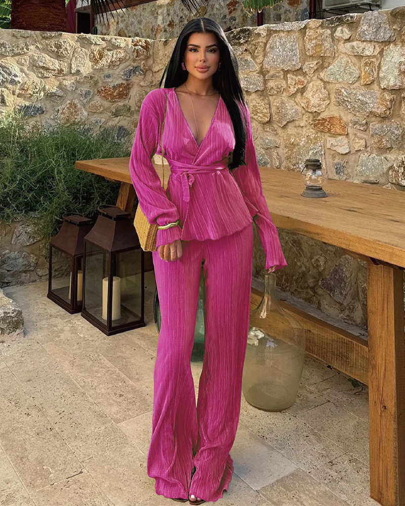 Valerie Pant Set Hot Pink