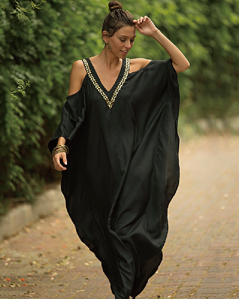 Cold Shoulder Kaftan Dress