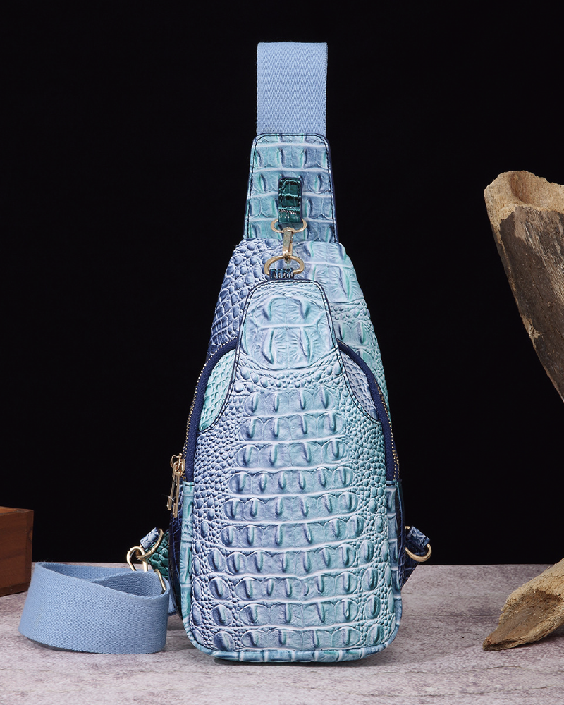 CROCODILE EMBOSSED CHEST BAG Sky Blue
