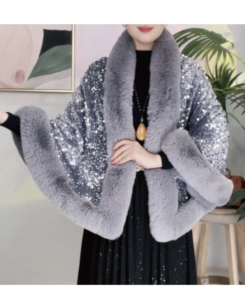 Sequin Cape Silver