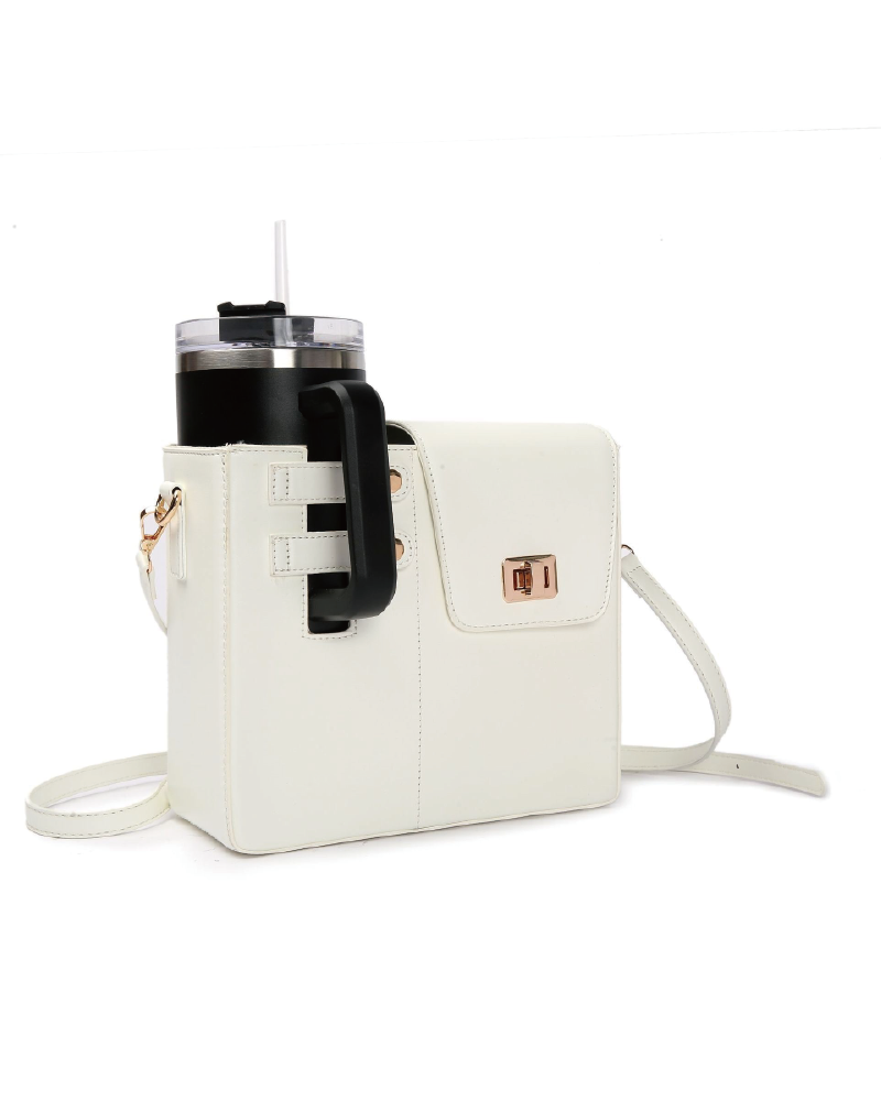 Crossbody Cup Holder Bag White