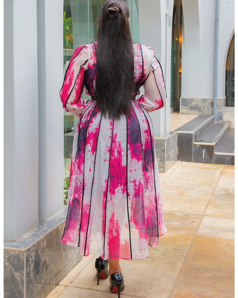 Vanessa Floral- Midi Shirt Dress with Belt