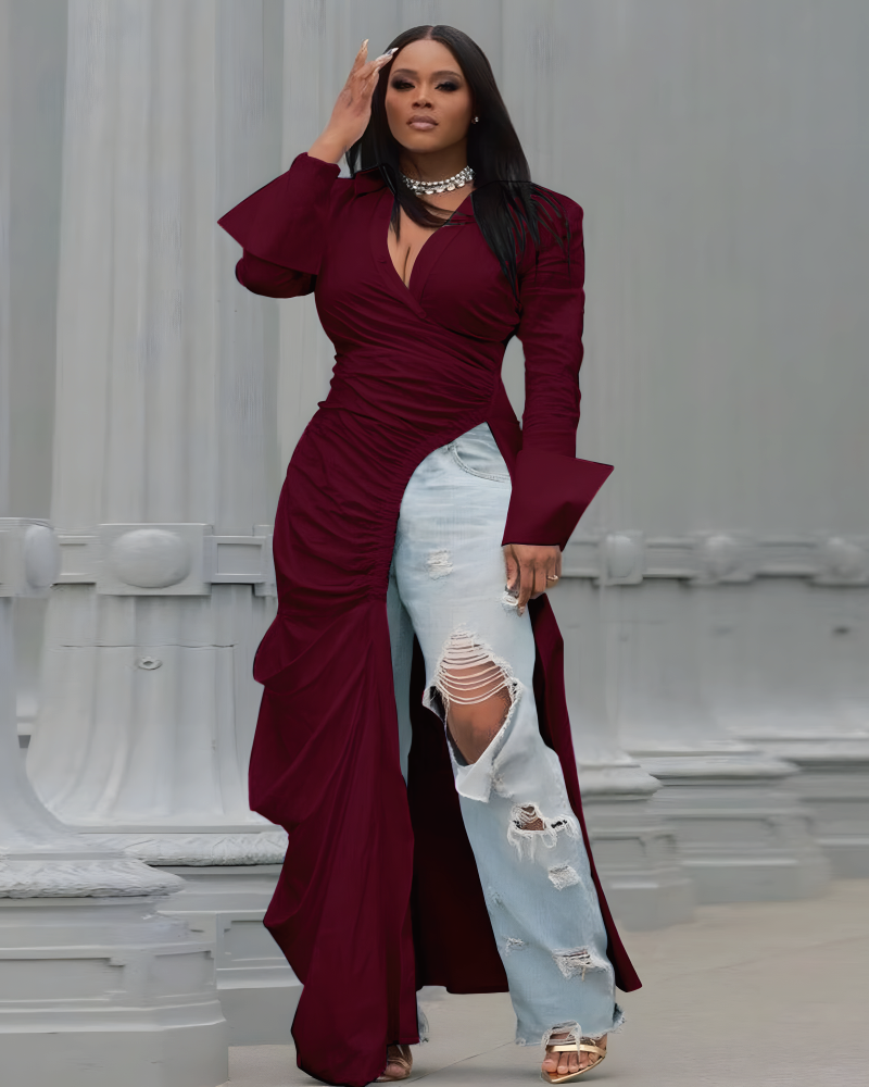 Amaze Me Tunic Dress Burgundy