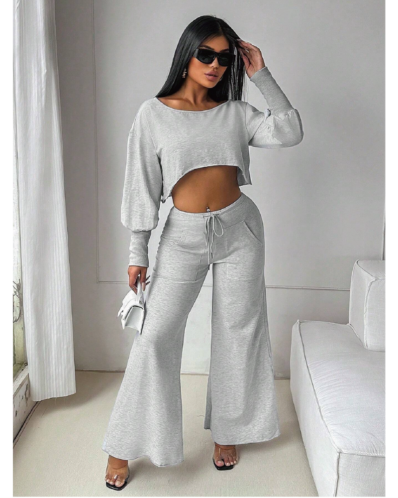 Wake Up Blessed Pant Set Grey