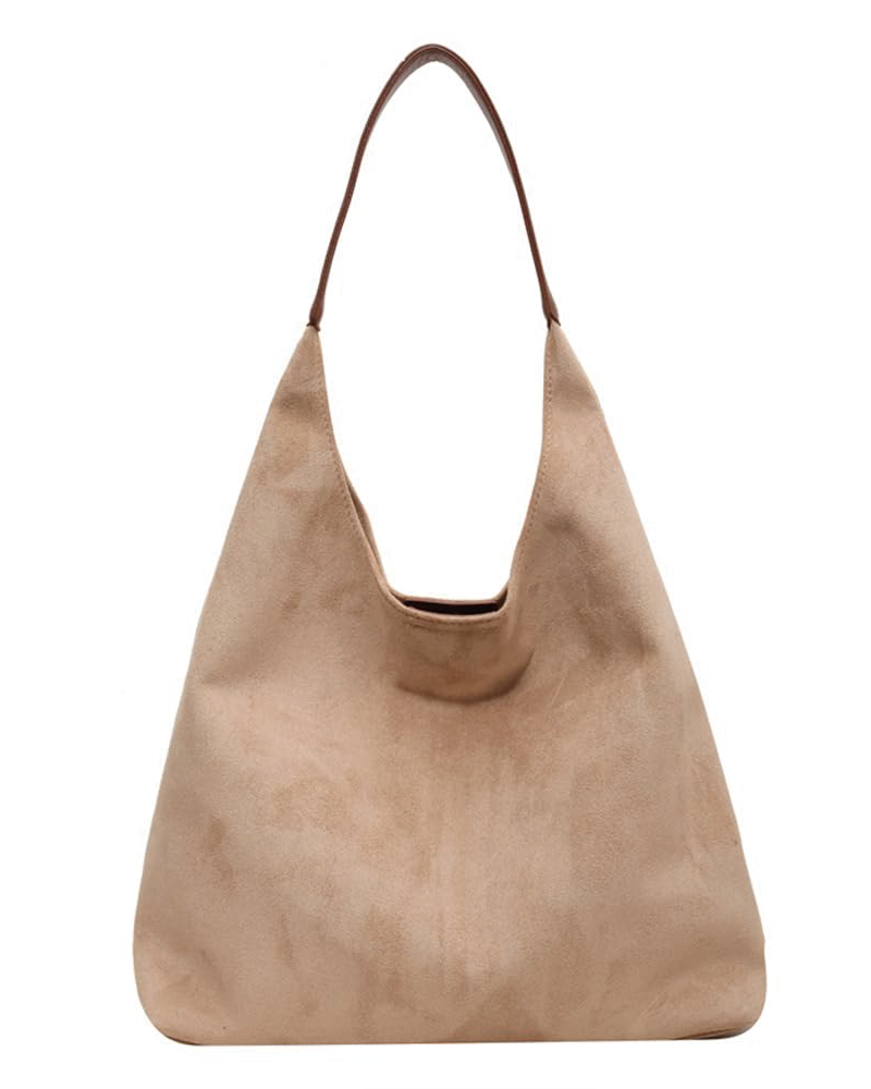 Suede Leather Tote Beige