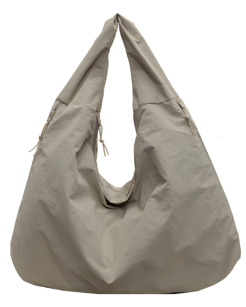 Textured Draped Tote Bag Khaki
