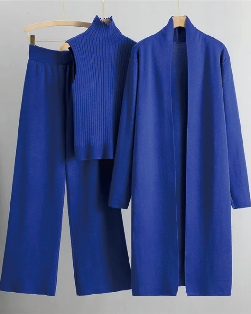 Carrie Knitted 3 Piece Sets Blue One Size