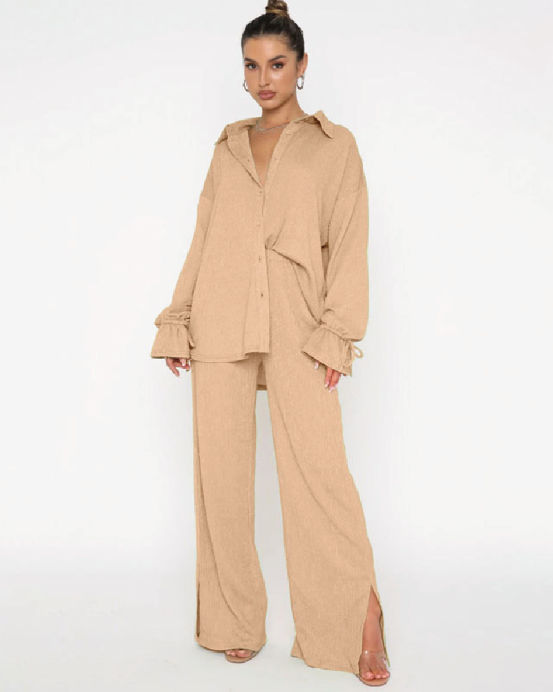 Effortlessly Chic Pant Set Beige