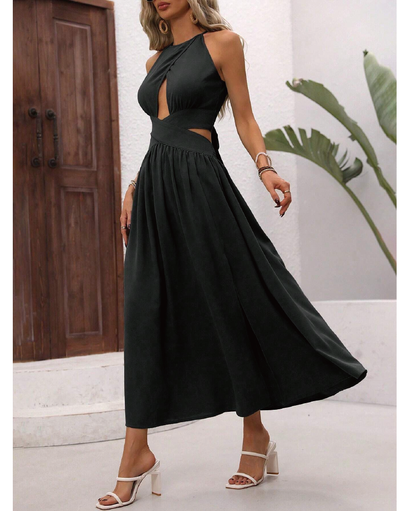 Shirred Criss Cross Dress