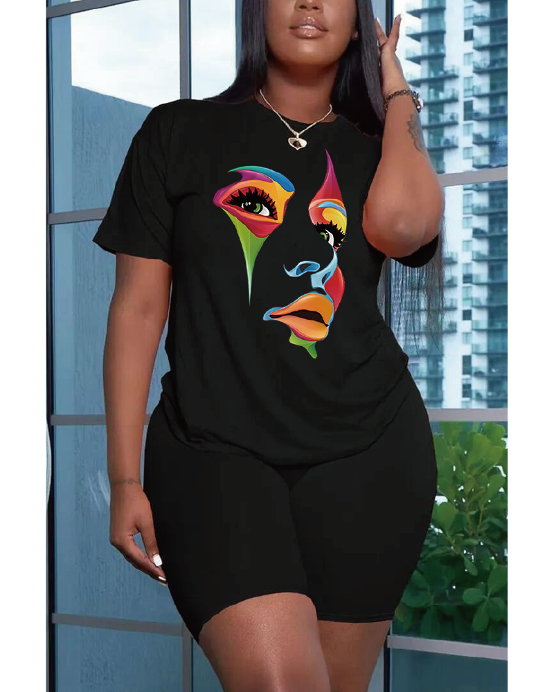 Changing Faces Short Set Black