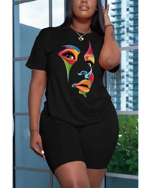 Changing Faces Short Set Black