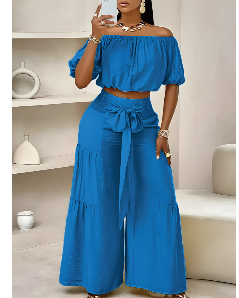 Take Me On A Vacay Pant Set Blue