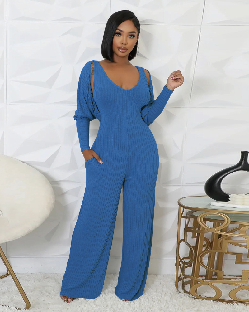 2pc New Story Jumpsuit Set Blue