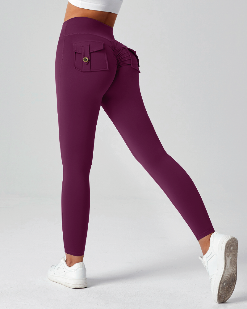 Seamless Cargo Leggings Burgundy