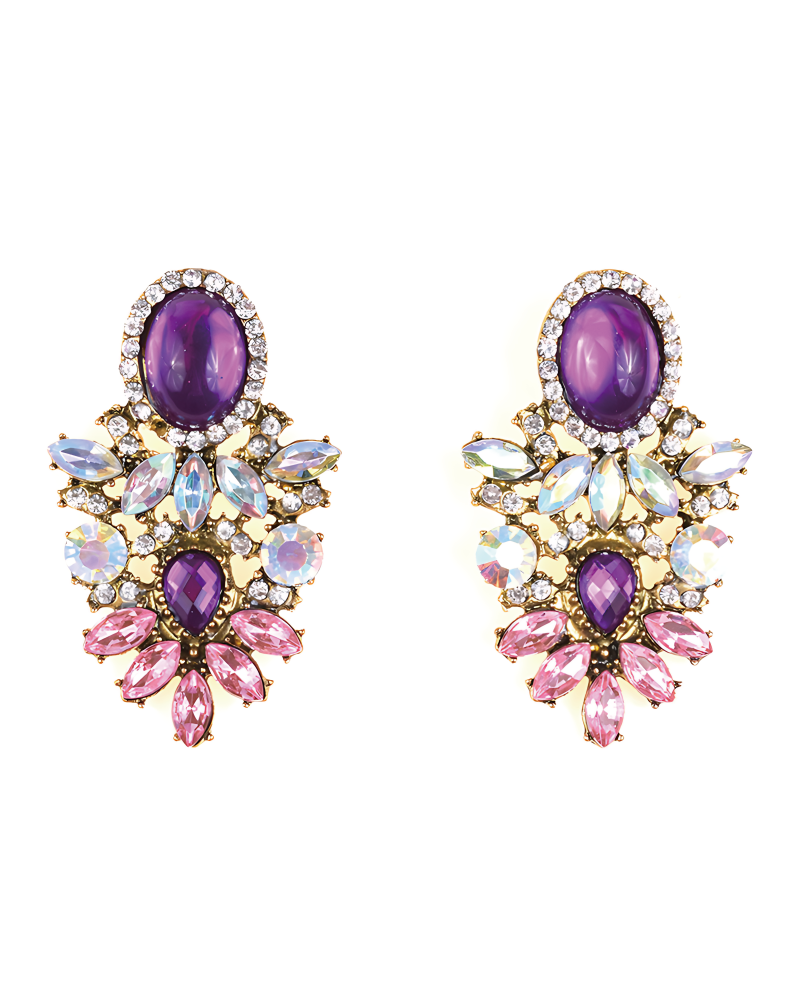 Bedazzle Me Earrings Purple