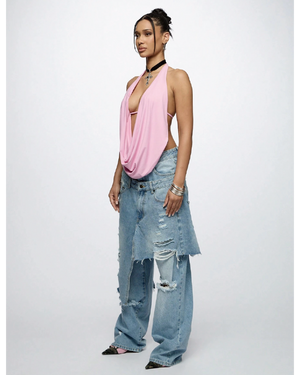 Double Waistband Wide Leg Jeans