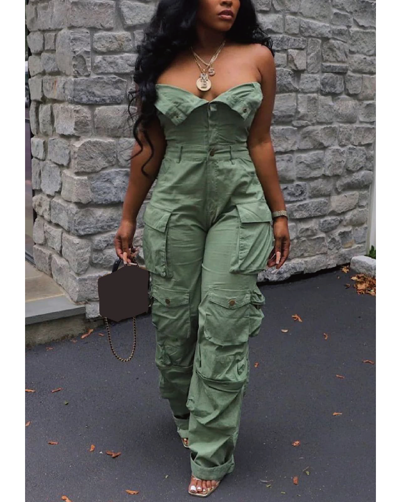 CAUGHT YOUR EYE CARGO JUMPSUIT Olive
