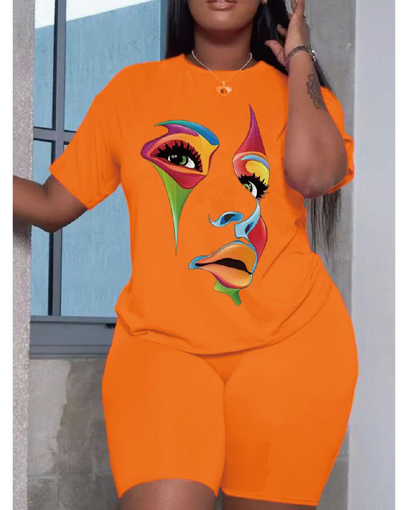 Changing Faces Short Set Orange