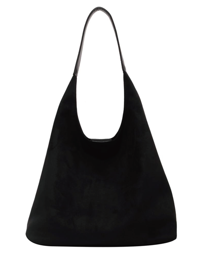 Suede Leather Tote Black