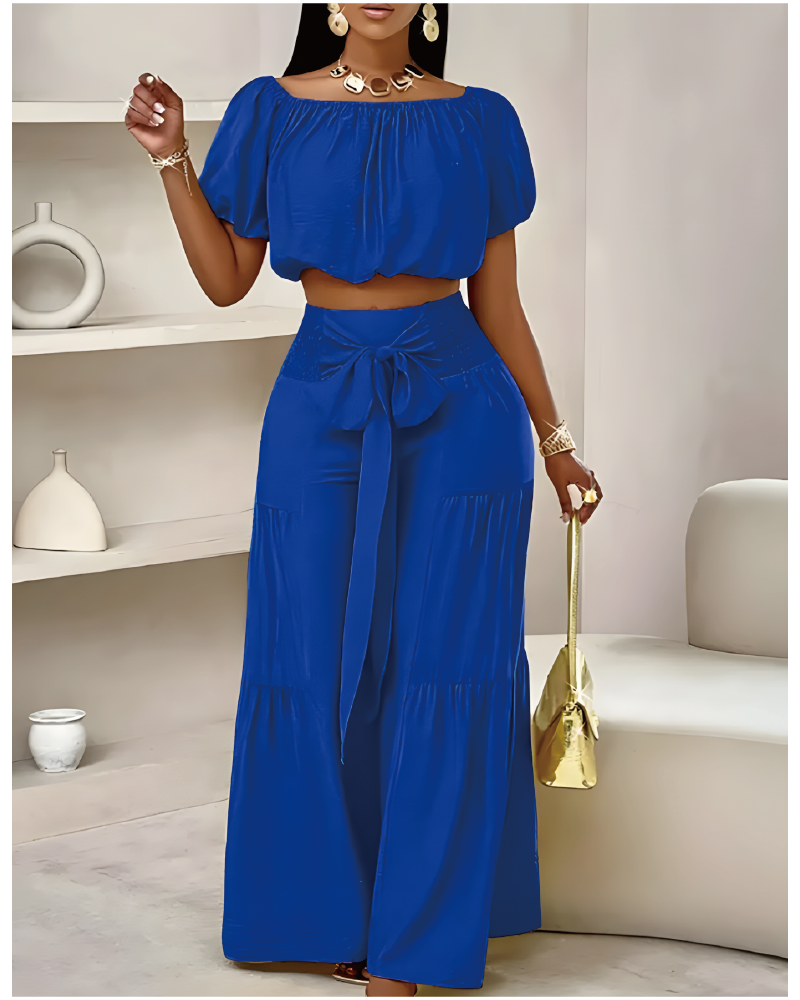 Take Me On A Vacay Pant Set Royal Blue