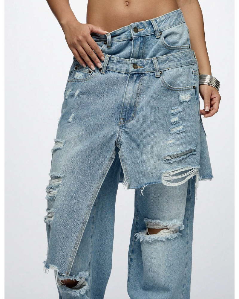 Double Waistband Wide Leg Jeans