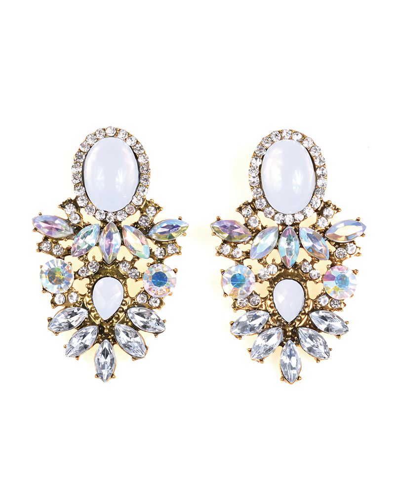 Bedazzle Me Earrings White