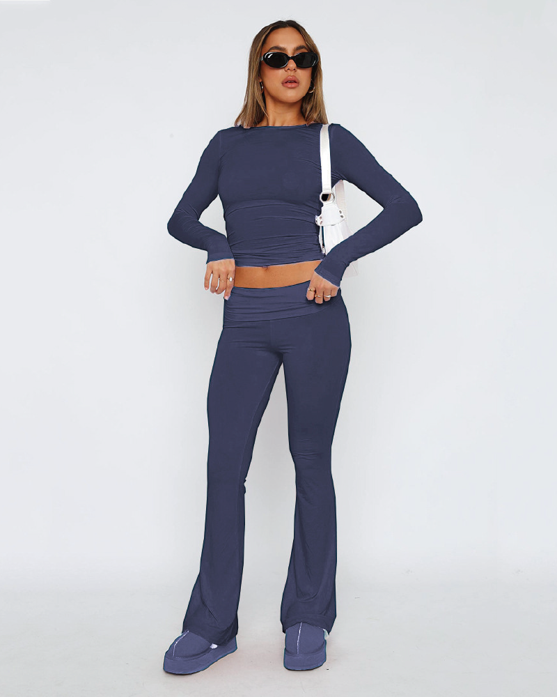 Bona Fides Flare Pant Set Navy