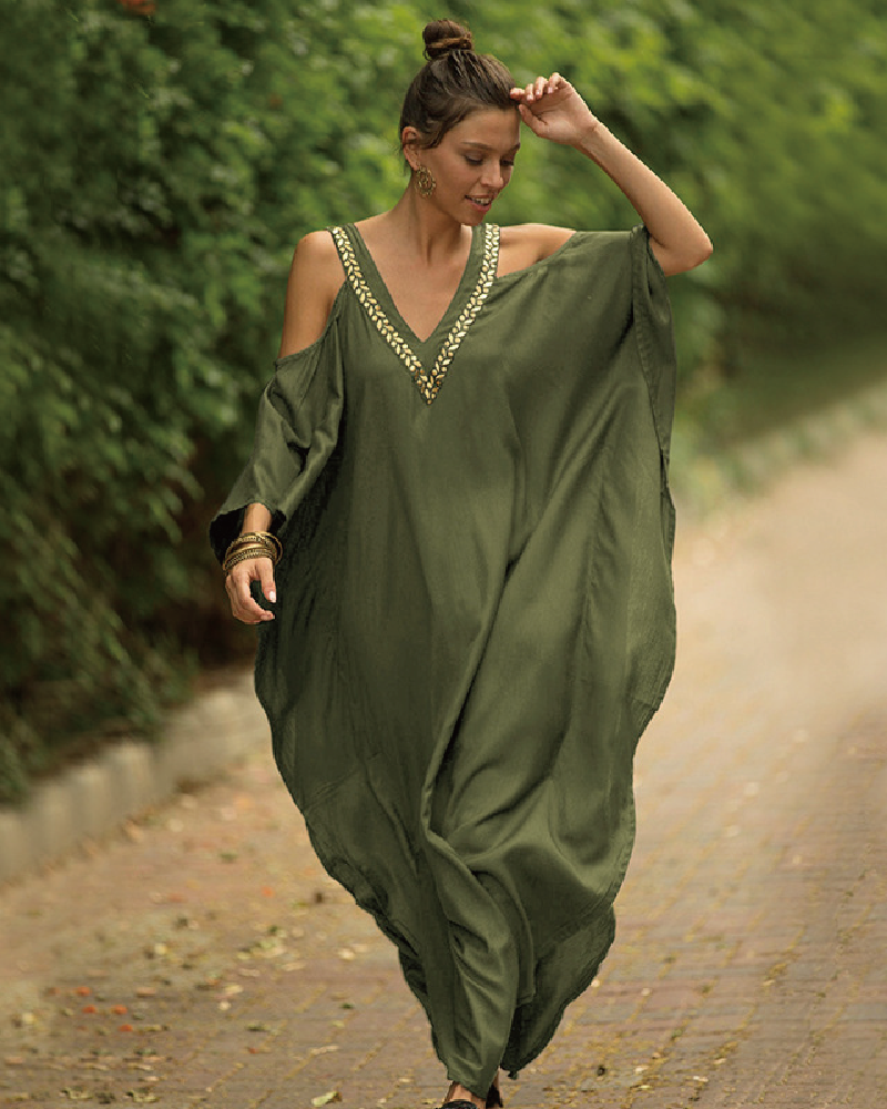 Cold Shoulder Kaftan Dress