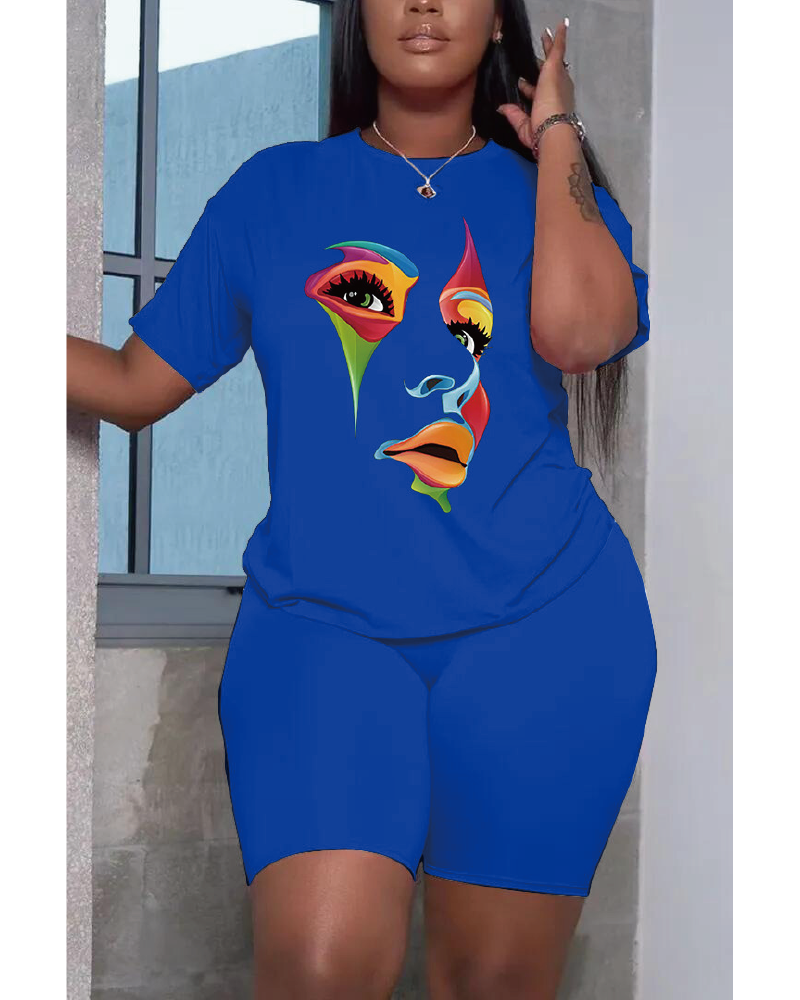 Changing Faces Short Set Blue
