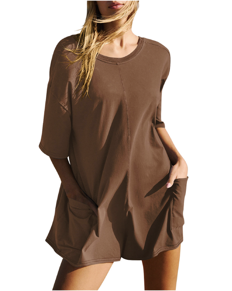 Breezy Chic Zomerse Romper Mocha