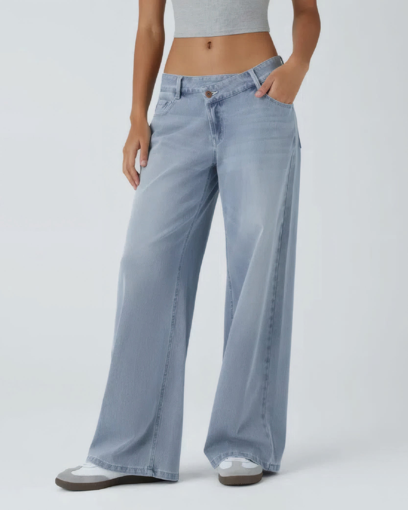 Asymmetric Low Rise Casual Jeans