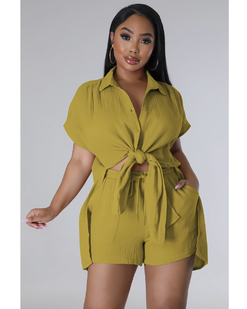 Sabrinia Linen Short Set Yellow