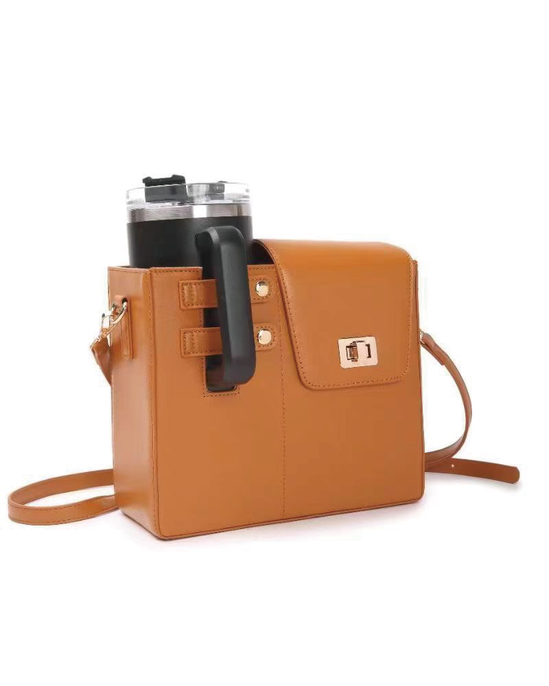 Crossbody Cup Holder Bag Brown