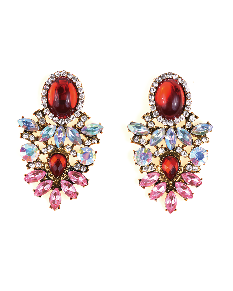 Bedazzle Me Earrings Red