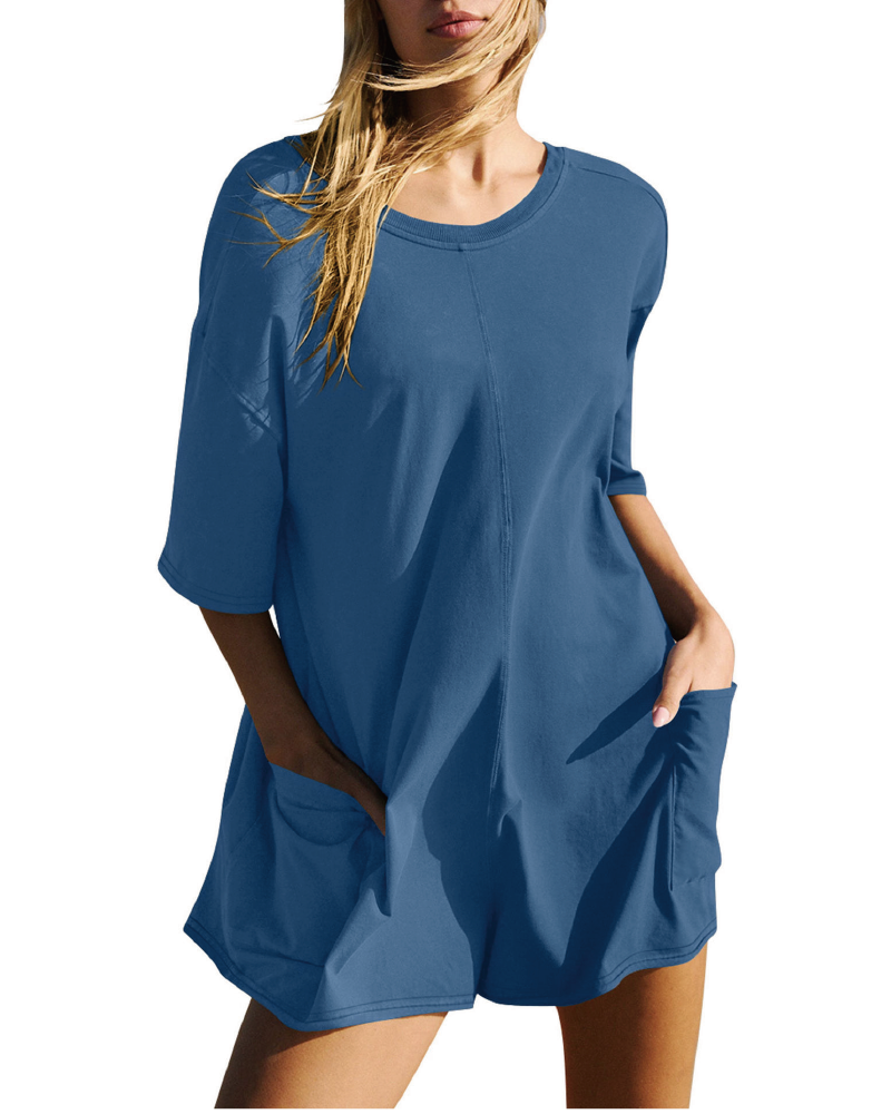 Breezy Chic Zomerse Romper Denim Blue