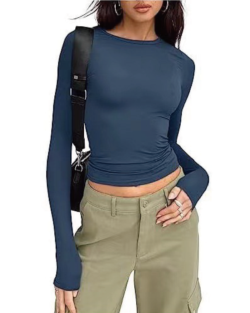 Fall Comfy Basic Top Navy