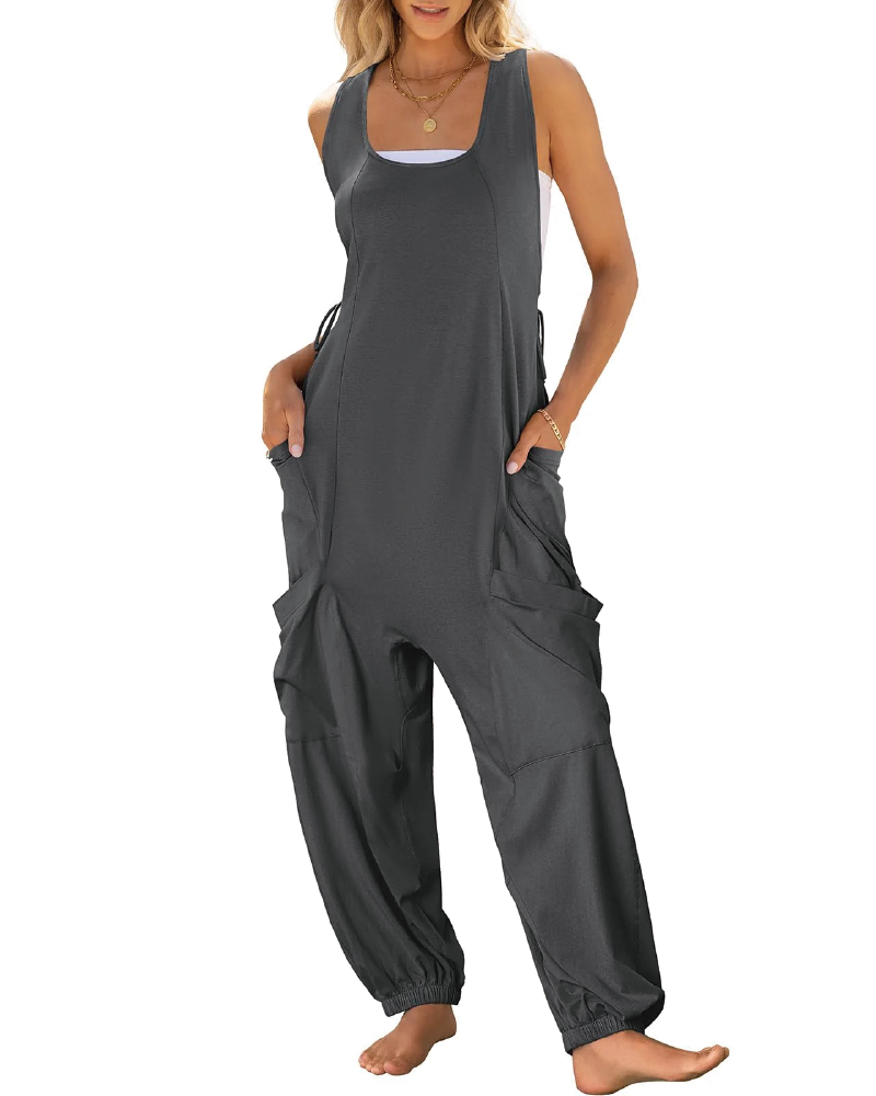 Baggy Harem Jumpsuits Grey