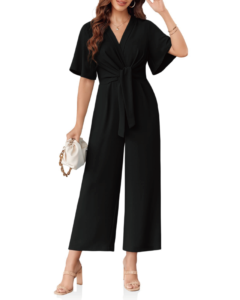 Flouncy Airy Feminine Jumpsuit Black