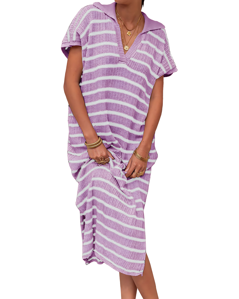 Striped Crochet Dress Lavender