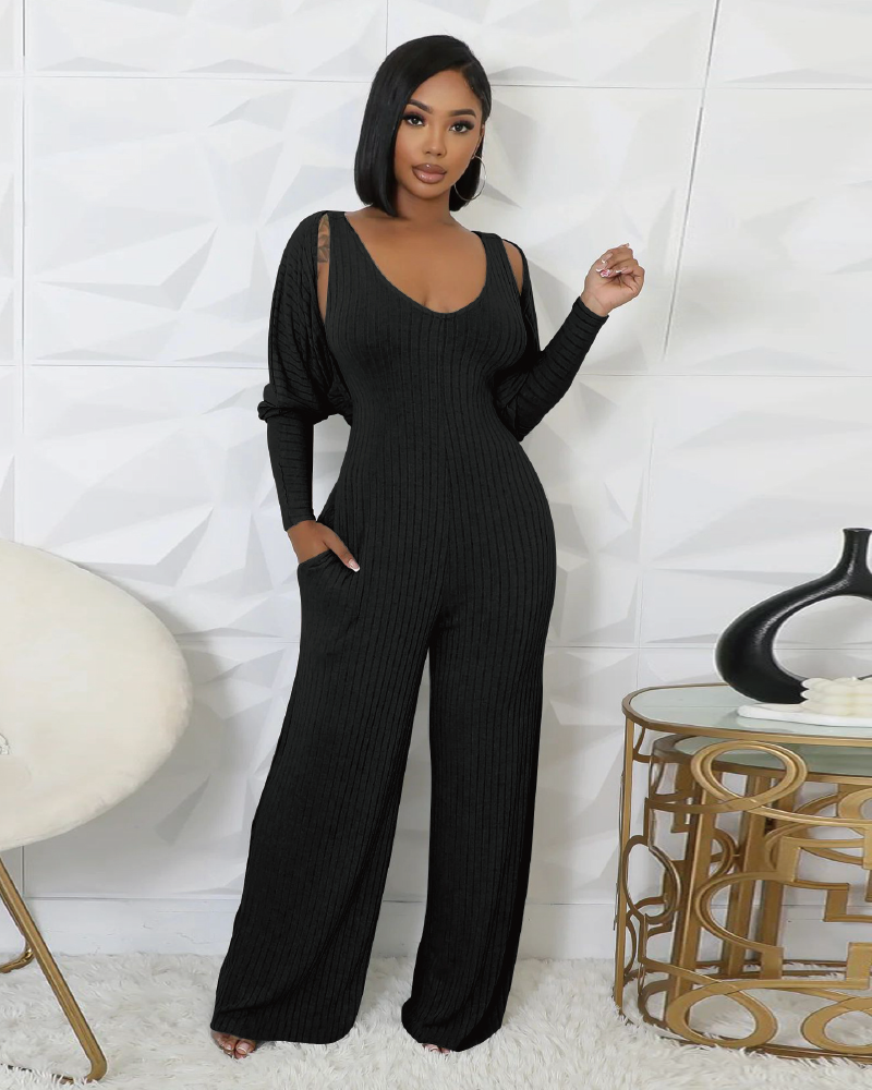 2pc New Story Jumpsuit Set Black