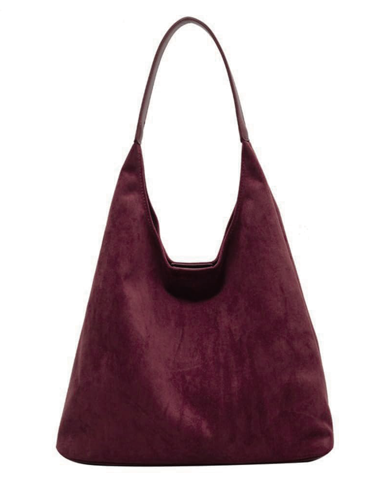 Suede Leather Tote Burgundy